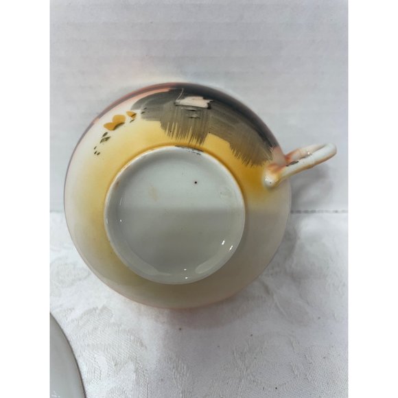 Luster ware Cup Saucer Plate Swan Lake Sunset - Picture 10 of 12